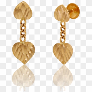 Adorable Golden Heart Danglers - Earrings, HD Png Download