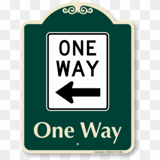 One Way With Left Arrow Learn More - One Way Sign, HD Png Download