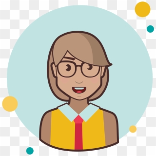 Short Hair Business Lady With Glasses Icon - Icon, HD Png Download