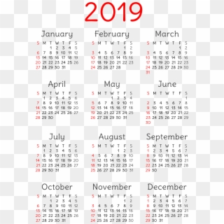 Transparent 2019 Calendar Png, Png Download