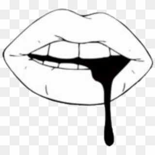 Lip Black Tint Aesthetic Png Sticker White - Blood Dripping From Mouth Drawing, Transparent Png