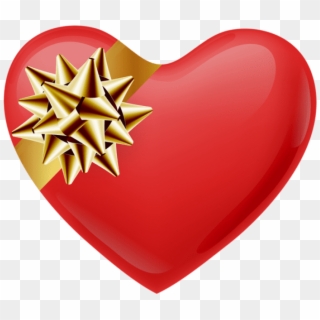 Free Png Heart With Gold Bow Png - Portable Network Graphics, Transparent Png