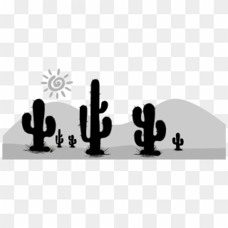 Cactus - Desert Landscape Silhouette Stencil, HD Png Download