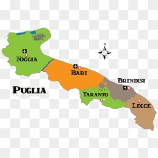 Puglia Provinces And Historic Areas - Puglia Italy Map, HD Png Download