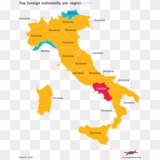 Uk Top Nationality Map - Map Of Italy, HD Png Download