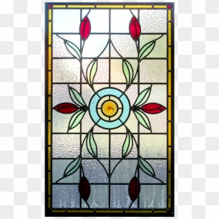 Intricate Floral Art Nouveau Stained Glass Panel - Stained Glass, HD Png Download