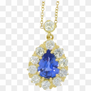 18ct Yellow Gold Sapphire & Diamond Pendant And Chain - Pendant, HD Png Download