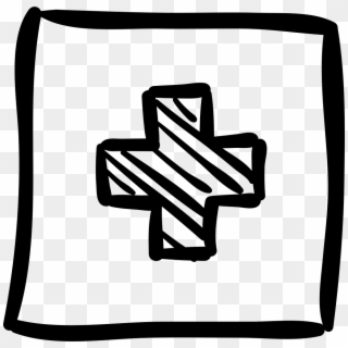 Pharmacy Cross Sketched Sign In Square Button Comments - Portable Network Graphics, HD Png Download