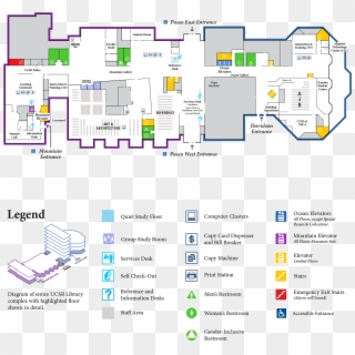 Ucsb Library 1st Floor Map - Student Center Program, HD Png Download
