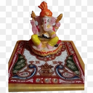 Nakoda Handicrafts Orange Pagdhi Chowki Ganesh From - Figurine, HD Png Download