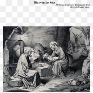 Bienvenido Seas Villancico - Nativity Of Christ Black & White, HD Png Download