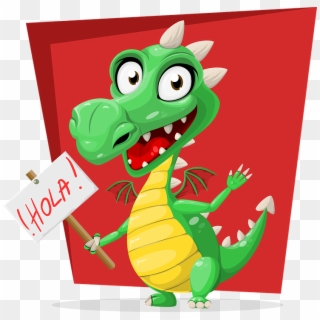 Dragon Green Hola Sign Spanish Reptile Cute - Dragons Loves Tacos Clipart, HD Png Download