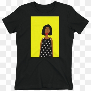 Woman In Polka Dot Dress With Yellow Background - Good Vibes T Shirt Grey, HD Png Download