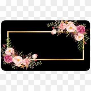#frame #flowers #gold #rectangle #black - Flower Frame Rectangle Gold, HD Png Download