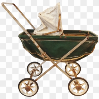 Vintage Doll Toy Baby Stroller Pram - Baby Carriage, HD Png Download
