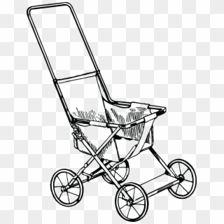 Free Clipart Of A Baby Stroller - Stroller Clipart Black And White, HD Png Download