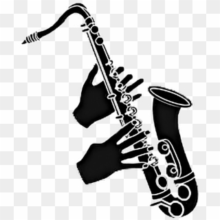 #saxophone #blackandwhite #silhouette #play #hands - Saxophone, HD Png Download
