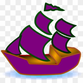 Purple Boat Clip Art - Purple Sail Boat Cartoon, HD Png Download