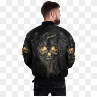 Com Black And Gold Skull Over Print Jacket %tag - Jacket, HD Png Download