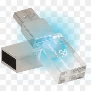 8gb Glass Usb Flash Drive With White Led & Black Box - Crystal Usb Drive, HD Png Download
