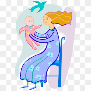 Vector Illustration Of Loving Parent Mother With Newborn, HD Png Download