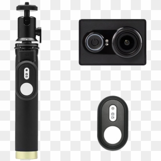 Action Camera Kit With Selfie Stick And Bluetooth Remote - Yi Action Camera Selfie Stick Set, HD Png Download