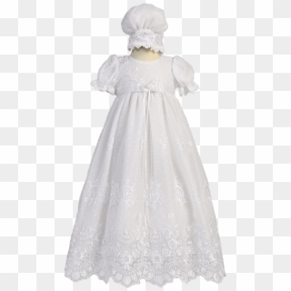 Girls Floral Embroidered Tulle Christening Gown W - Gown, HD Png Download