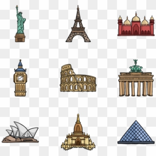 Monuments Of The World - World Landmarks Icons Png, Transparent Png