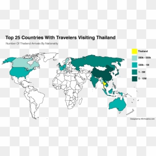 Thailand's Booming Travel Market - World Map Red And Blue, HD Png Download