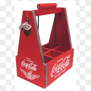 Coca-cola 6 Pack Wood Caddy W/opener - Coca Cola, HD Png Download