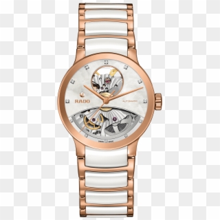 Centrix Automatic Diamonds Open Heart - Rado Women's White Ceramic Watch, HD Png Download