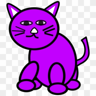 Kitten Clipart Little Kitten - Clip Art Purple Cat, HD Png Download