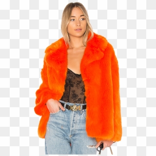 Diane Von Furstenberg Orange Fur Coat, HD Png Download