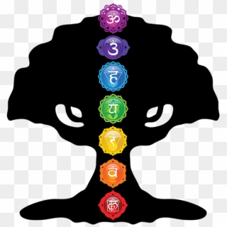 Tree Of Life Silhouette With Seven Chakras - Tree With Chakras, HD Png Download