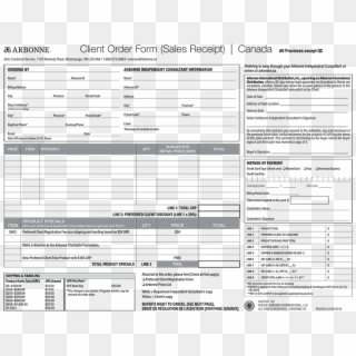 Client Order Form - Arbonne Client Contact Form, HD Png Download