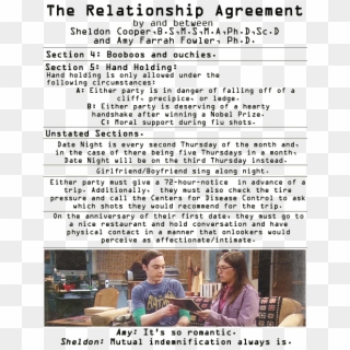 For Sheldon And Amy To Be Lucky In Finding That Special - Sheldon Cooper Relationship Agreement, HD Png Download