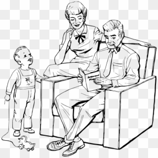 Reading Family - Drawing Of A Nuclear Family, HD Png Download