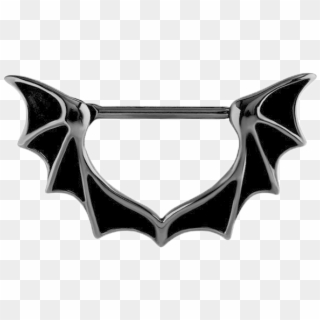 Black Steel Bat Wing Nipple Clicker - Body Piercing, HD Png Download