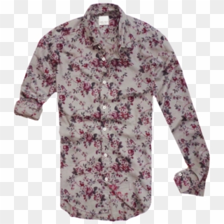 ~zara Slim Fit Floral Grey Long Sleeve Shirt - Zara Men Long Sleeve Shirt, HD Png Download