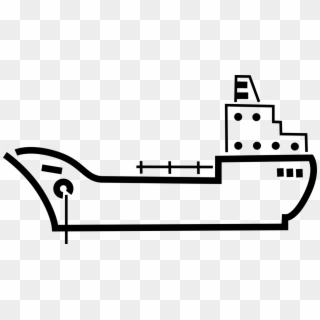 Vector Illustration Of Ocean Transport Cargo Ship Or, HD Png Download
