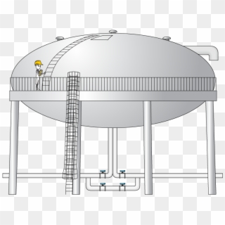 A System Of Ladders Allows An Operator To Reach Important - Ladder Into Water Tank, HD Png Download