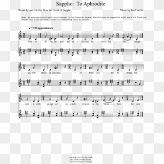 To Aphrodite Sheet Music Composed By Music By Jon Corelis - Sheet Music, HD Png Download