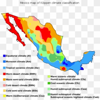 Mexico Map Of Köppen Climate Classification - Climate Geography Of Mexico, HD Png Download