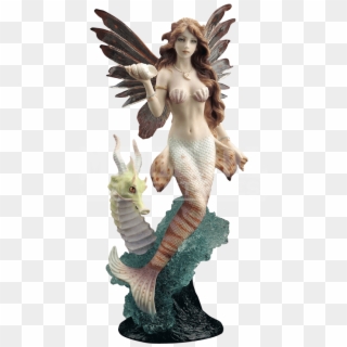 Lionfish Mermaid With Seahorse Dragon - Figurine, HD Png Download