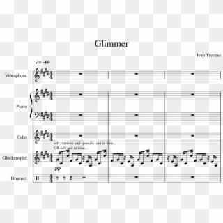 Glimmer Sheet Music For Piano, Percussion, Cello Download - Sheet Music, HD Png Download