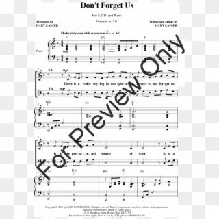 Click To Expand Don't Forget Us Thumbnail - Sheet Music, HD Png Download