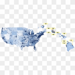 Hawaii And Us Small - Us Population Map Dots, HD Png Download