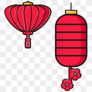 New Year Red Lantern Set Illustration Split 01ai Vector, HD Png Download