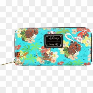 Moana Floral Print 8” Faux Leather Zip-around Wallet - Loungefly Disney's Moana All Over Print Zip Around, HD Png Download