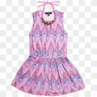 Imoga Pat Zig Zag Dress With Necklace Girl's Clothing - Day Dress, HD Png Download